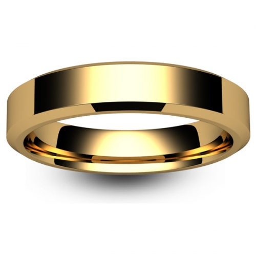 Flat Court Chamfered Edge - 4mm (CEI4-Y) Yellow Gold Wedding Ring